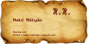 Makó Mátyás névjegykártya